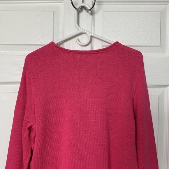 IZOD Woman's Sweater Size XL Fuchsia Pink Striped Knit Long Sleeve New - Picture 10 of 14